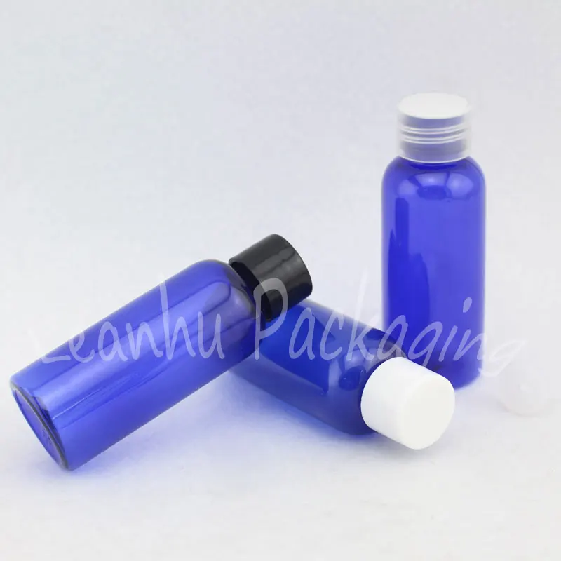 Голубая пластиковая бутылка 50 мл с закручивающейся крышкой пустой косметический