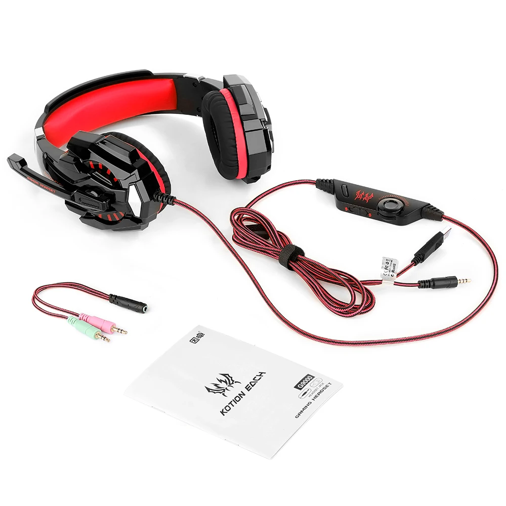 KOTION каждый G9000 3 5 мм USB игровая гарнитура Накладные наушники для PS4 с светильник Mic