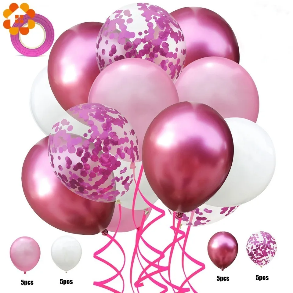 21 шт. шары из латекса цвета металлик с лентой шар конфетти для свадебной