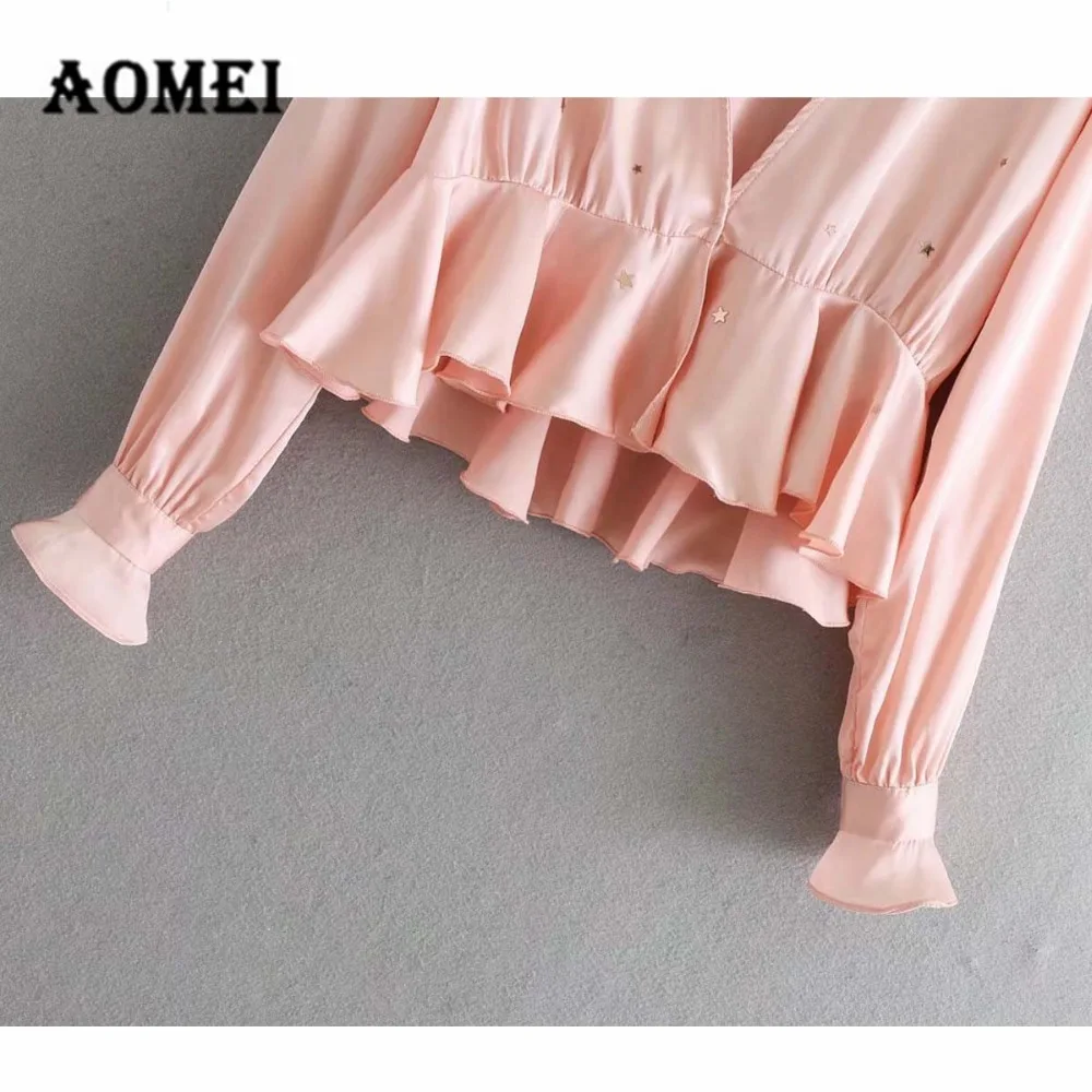 Для женщин блузка Blusa feminina Мода Глубокий V Средства ухода за кожей Шеи пикантные