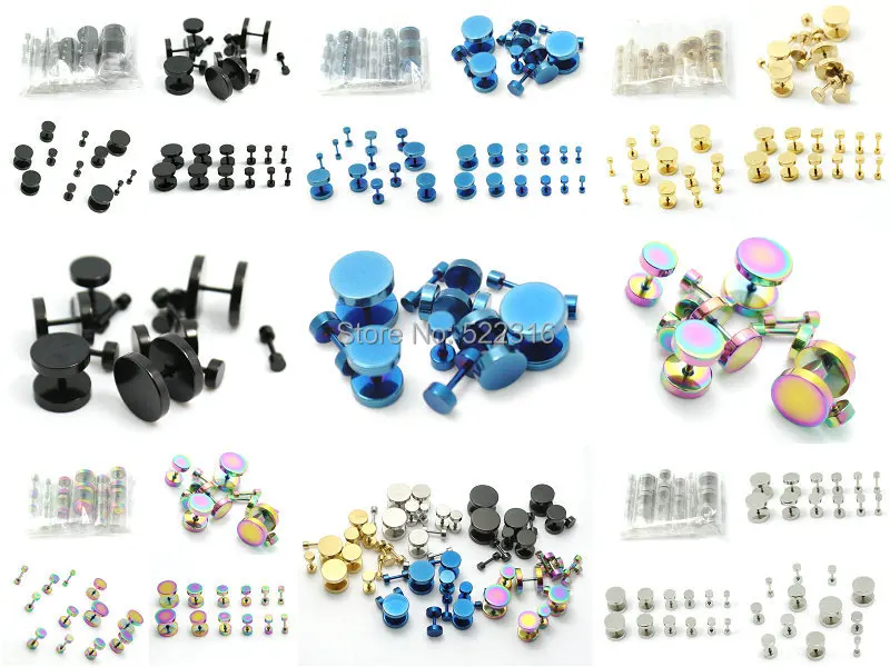 80 шт. анодированные золотые черные радужные синие серьги из нержавеющей стали