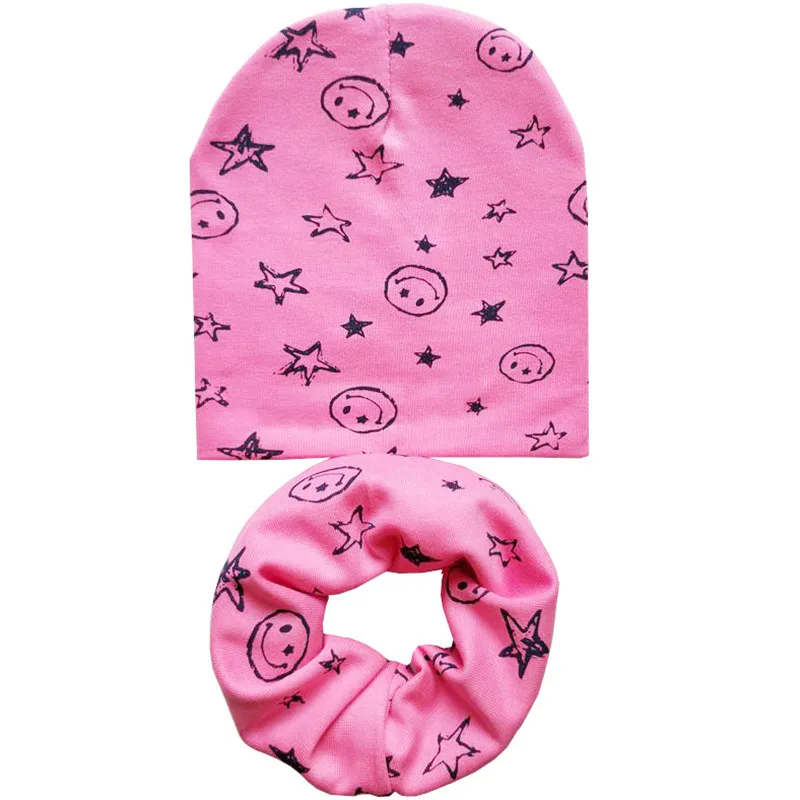 Rose Smile Set Осенне-зимний вязаный детский шарф, шапка, набор для девочек, шапка, шарф, набор, новая мода для мальчиков, Детский набор из шапки и шарфа - Цвет: Rose Smile Set