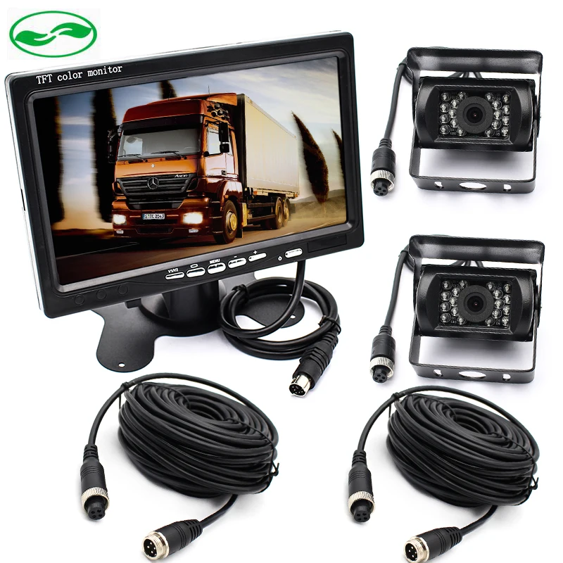 DC12 24V 7 дюймовый TFT ЖК монитор парковки автомобиля + 2 шт 4 Pin ИК ночного видения CCD