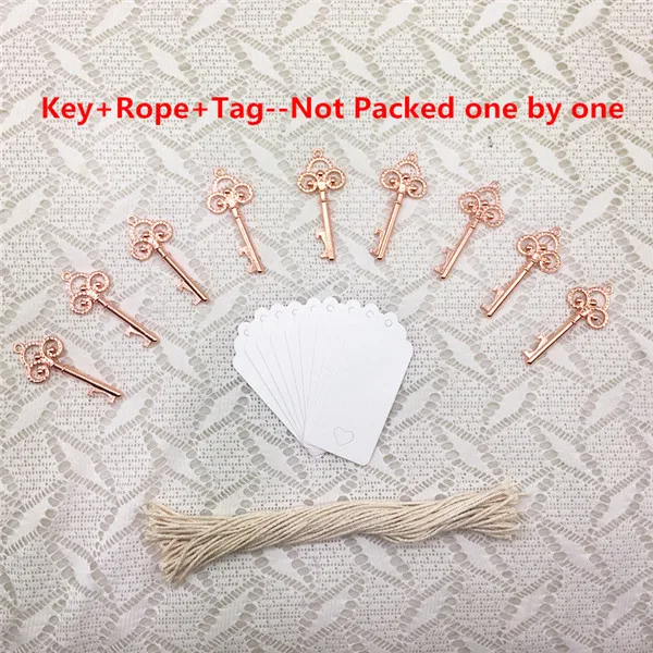 Rose gold-White 50 шт. DIY Свадебные сувениры Винтаж Клевер ключ открывалка для бутылок с бирками Свадебные сувениры возврат подарок для гостей вечерние аксессуары - Цвет: Rose gold-White