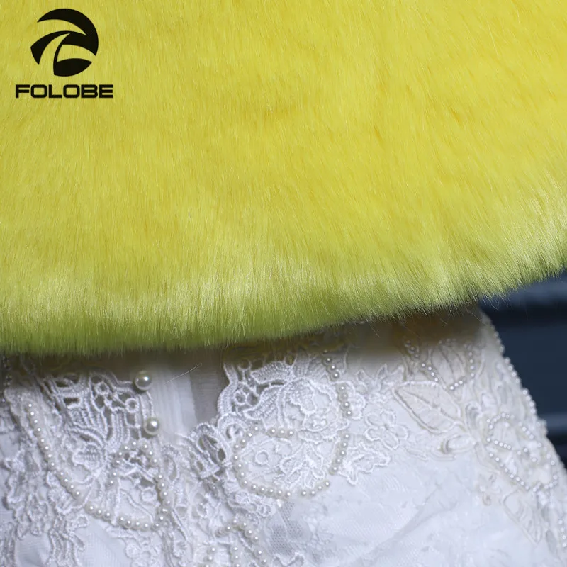 Yellow Faux Fur Wedding Shawls Wraps Warm Winter Womens Evening Party Bridal Bolero Pashmina | Свадьбы и торжества