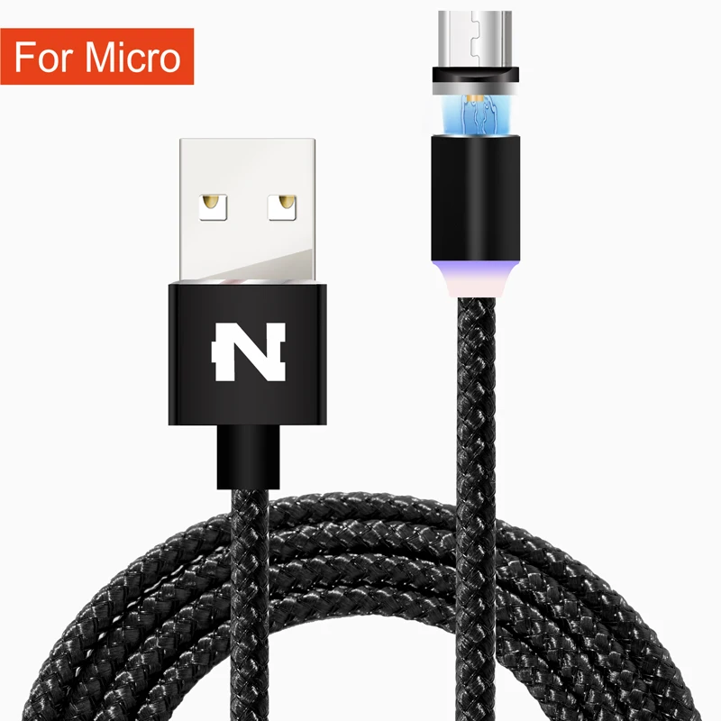Магнитный usb-кабель NOHON для iPhone, адаптер Micro type-C, быстрая зарядка для iOS, Xiaomi, Android, 3 в 1, магнитное usb-зарядное устройство - Цвет: Black For Micro
