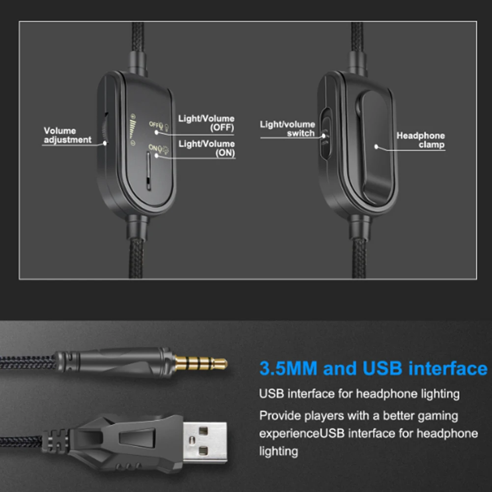 Проводная игровая гарнитура PC для PS4 со светлым микрофоном стерео наушники