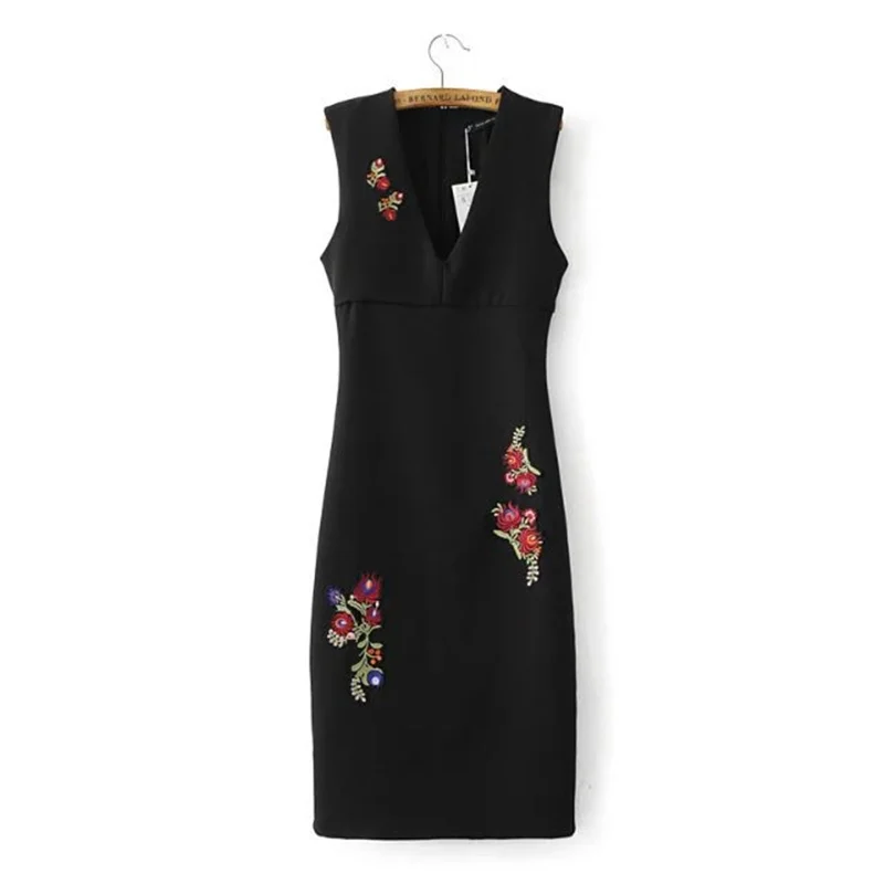 2017 летний новый мода хлопок вышивка v-образным вырезом dress сексуальное вскользь
