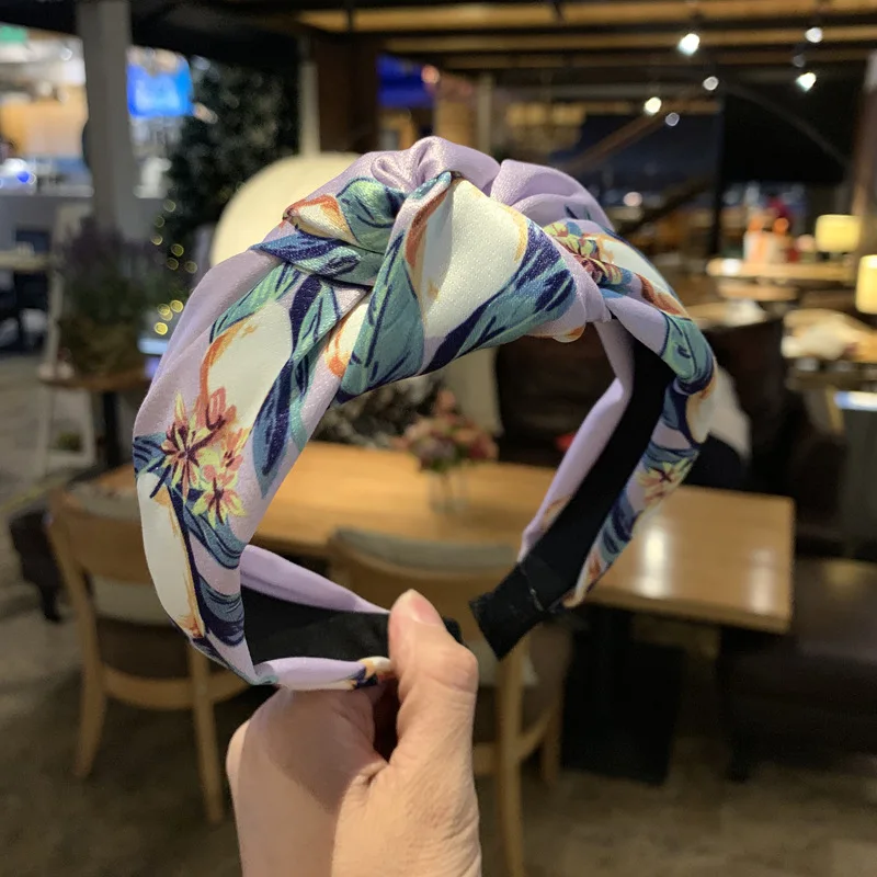 

Fashion Girls Hair Accessories Boutique Satin Fabric Floral Simple Middle Knot Knotted Wide Brimmed Hairband Headband Hair Band