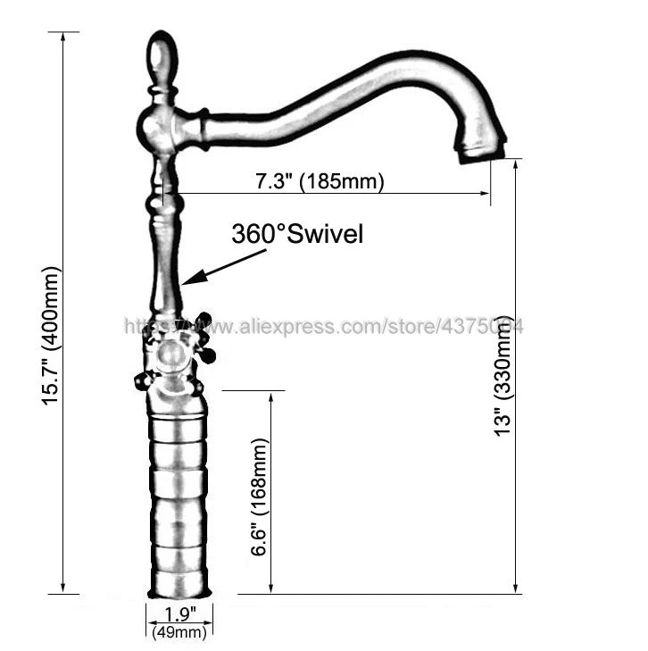 Античный смеситель для раковины в ванной комнате из красной меди с двойной