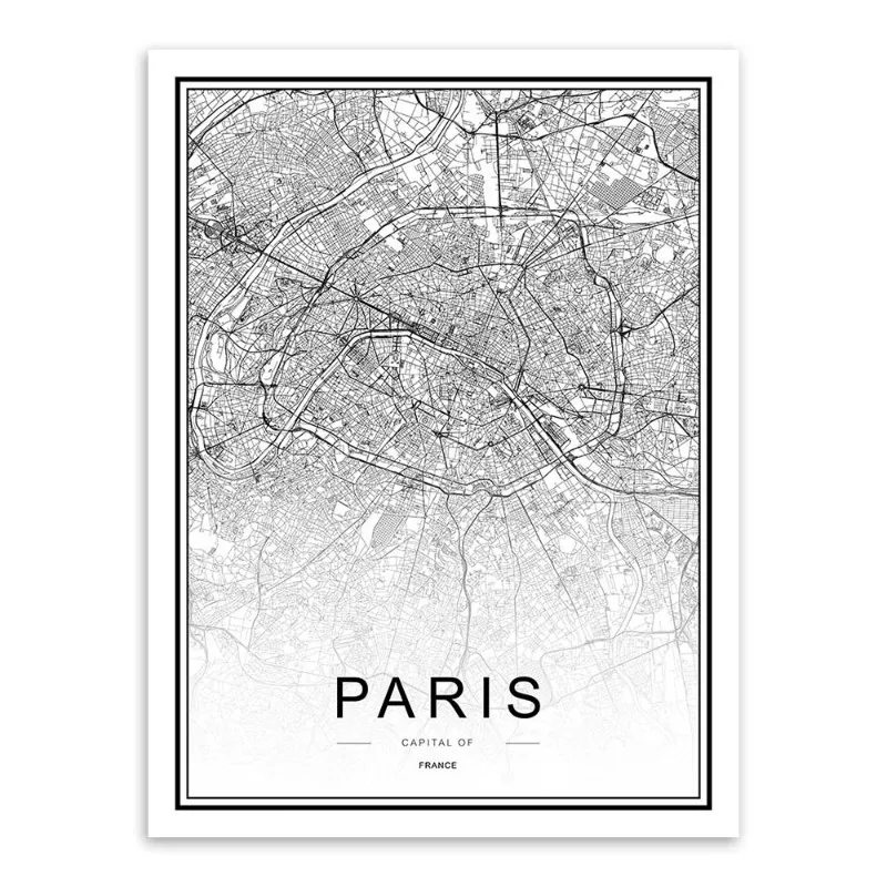 Black White Custom World City Map Paris London New York Posters Nordic Living Room Wall Art Pictures Home Decor Canvas Painting | Дом и сад