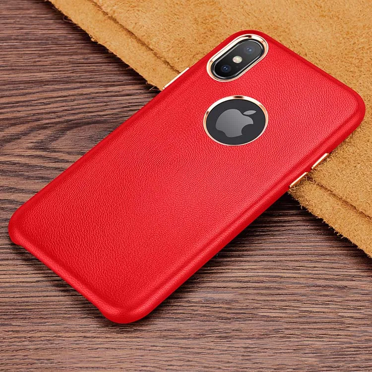 Чехол для Apple IPhone X, роскошный тонкий мягкий чехол из натуральной кожи, Защитный Тонкий чехол для iPhone X, задняя крышка Funda - Цвет: Red