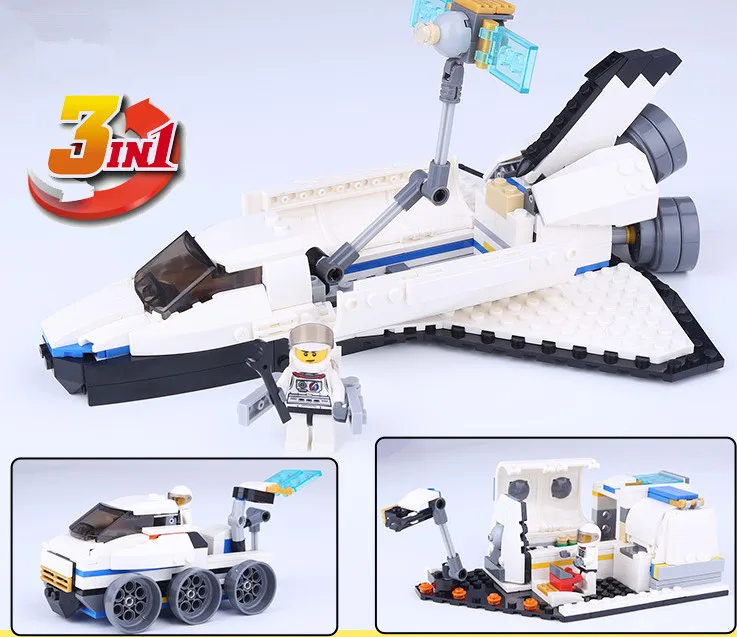 3 в 1 Космический Шаттл исследователь город строительные блоки комплекты