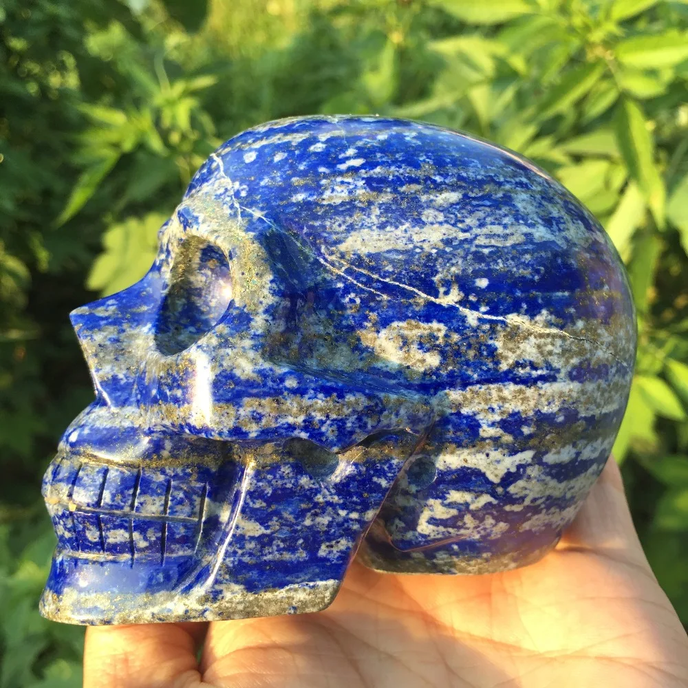 3 дюйма Природный кристалл лазурит яшма ручной резные черепа исцеления резьба 1