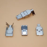 10set micro usb 5pin welding type male plug connector charger 5p usb tail charging jack 4 in 1 metal parts