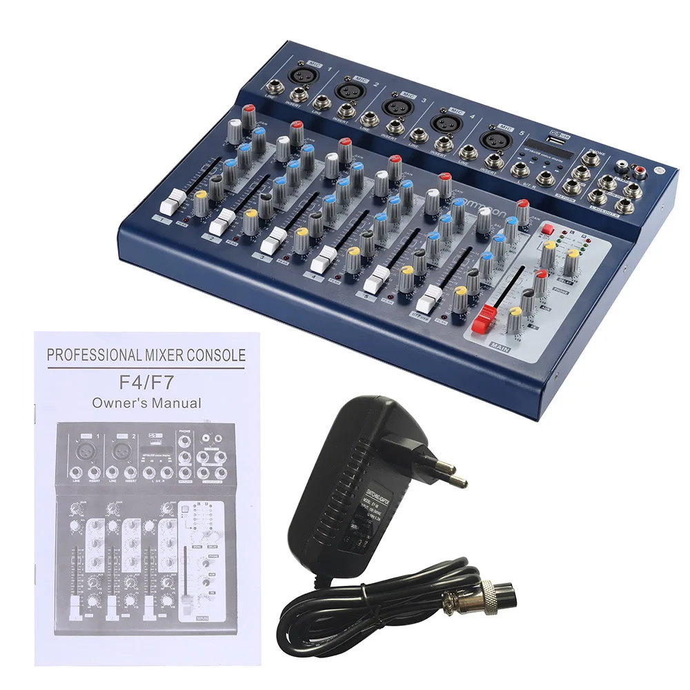 Ammoon мини Портативный микшер с USB DJ микшерная консоль MP3 Jack 7 канал 48V усилитель