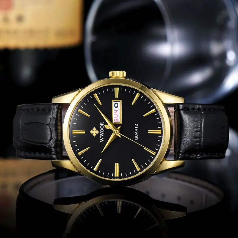 WWOOR Роскошные Брендовые мужские повседневные кварцевые часы с ремешком из