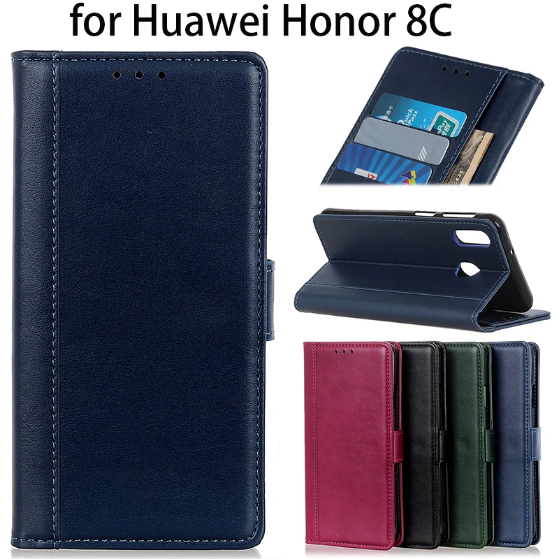 Роскошный Глянцевый однотонный чехол для телефона Huawei Honor 8C Honor8C защитный кожаный