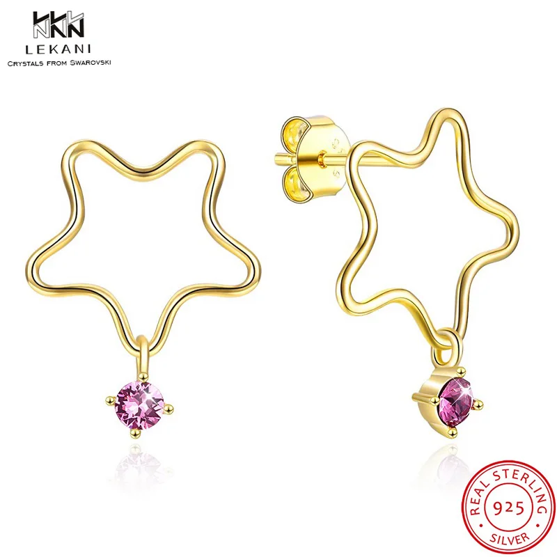 LEKANI кристаллы от Swarovski висячие серьги 925 звезда фиолетовый кристалл легкие