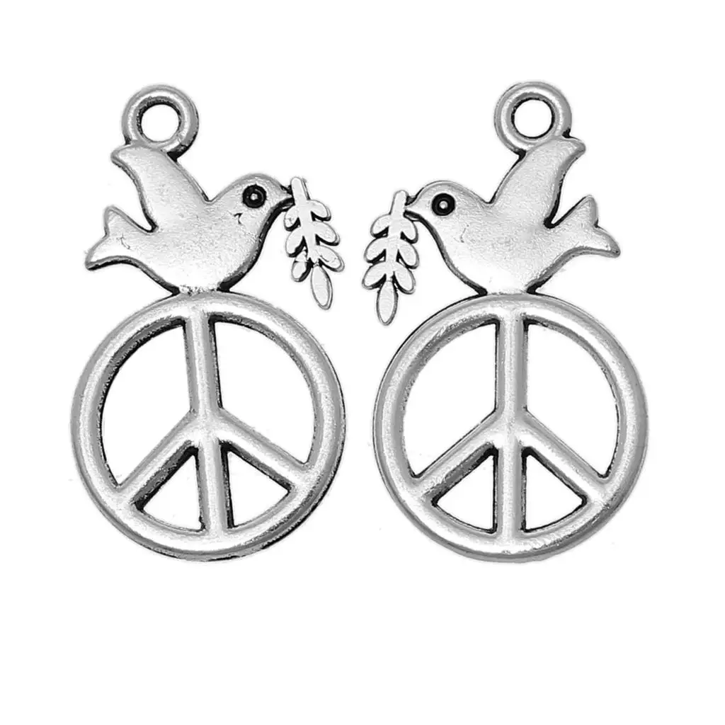Подвески DoreenBeads из металлического сплава подвески в виде голубя античные