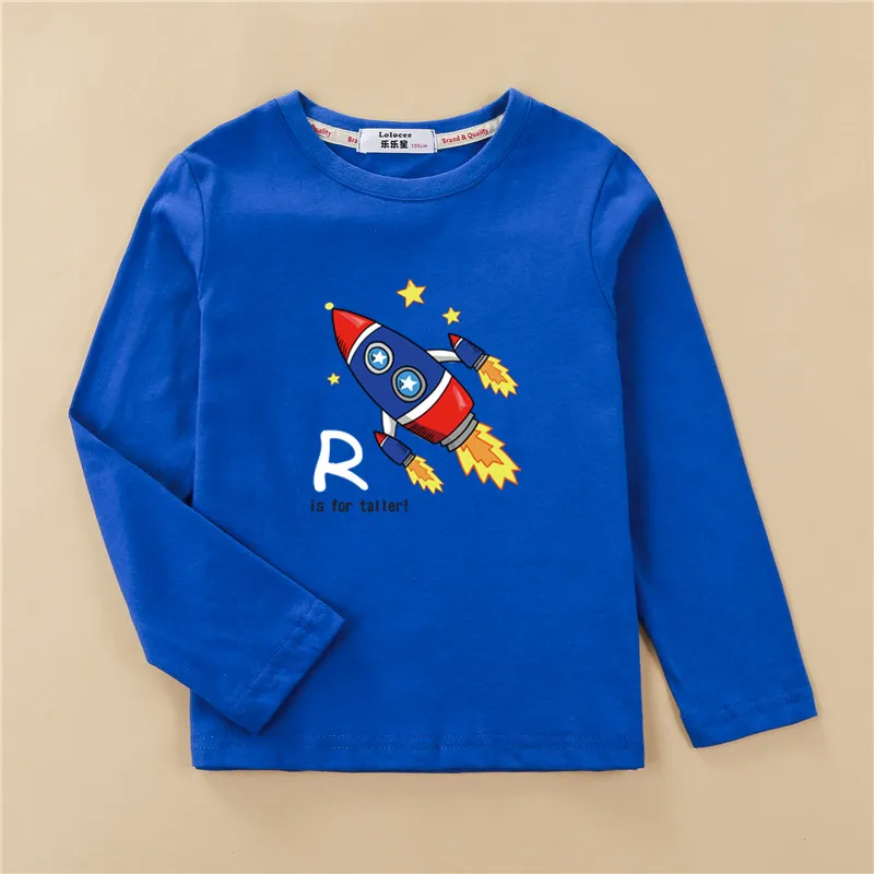 Blue1 Футболка с рисунком планеты и космоса; детская хлопковая футболка с длинными рукавами; повседневная одежда с круглым вырезом для маленьких мальчиков; топы для мальчиков; модная детская одежда; tshi - Цвет: Blue1