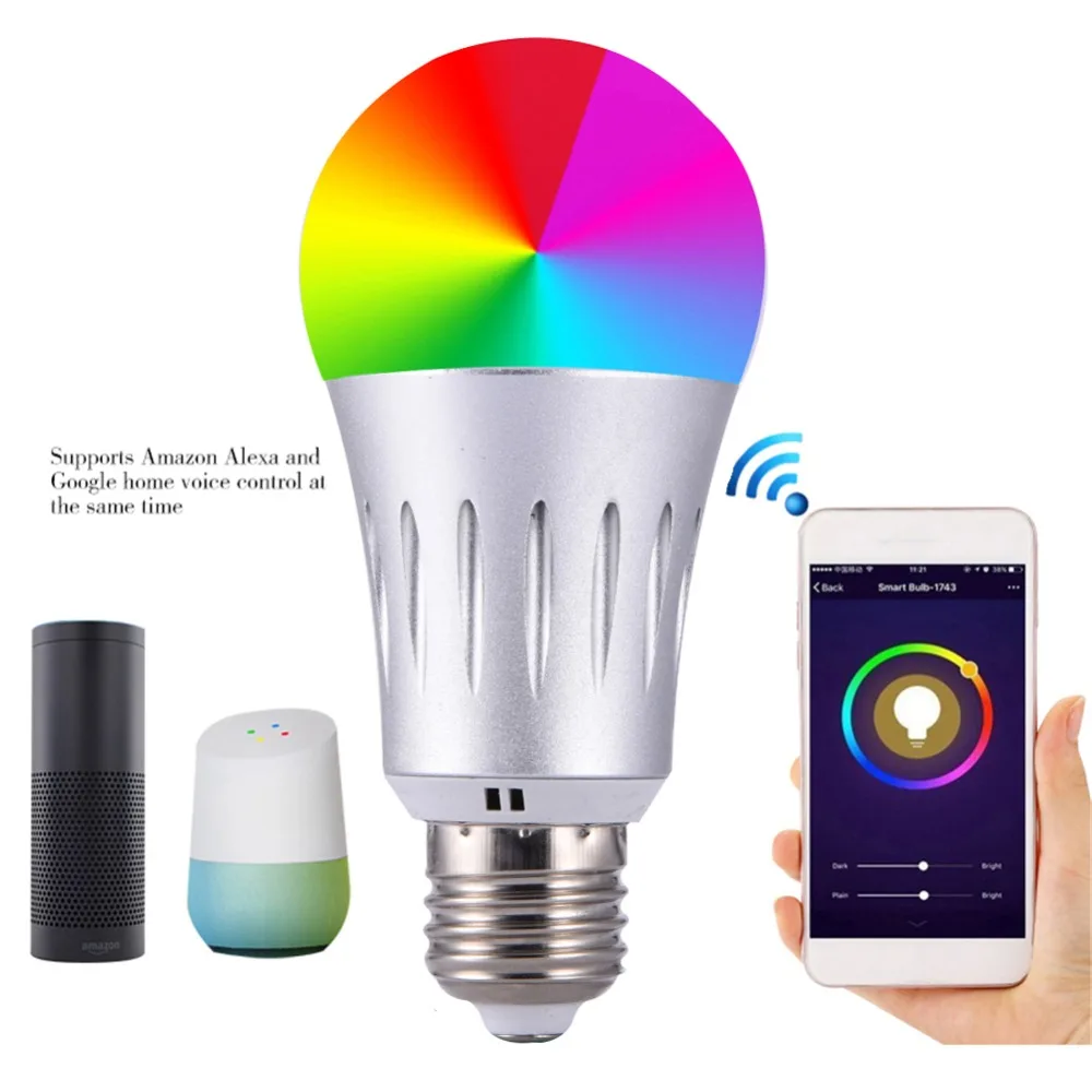 Светодиодный RGB-светильник 7 Вт с регулируемой яркостью работает Alexa Google Home 16