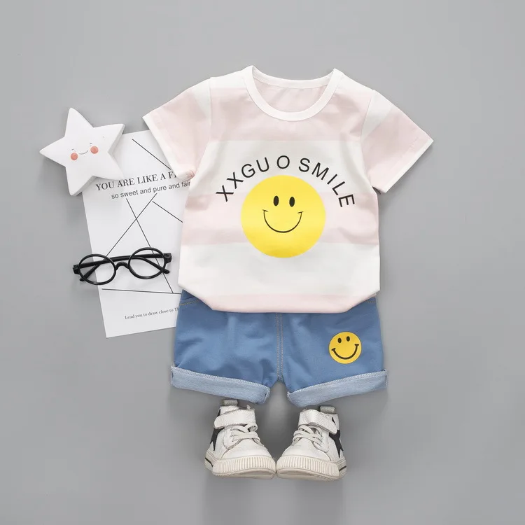 Летняя детская одежда для мальчиков и девочек футболка с коротким рукавом
