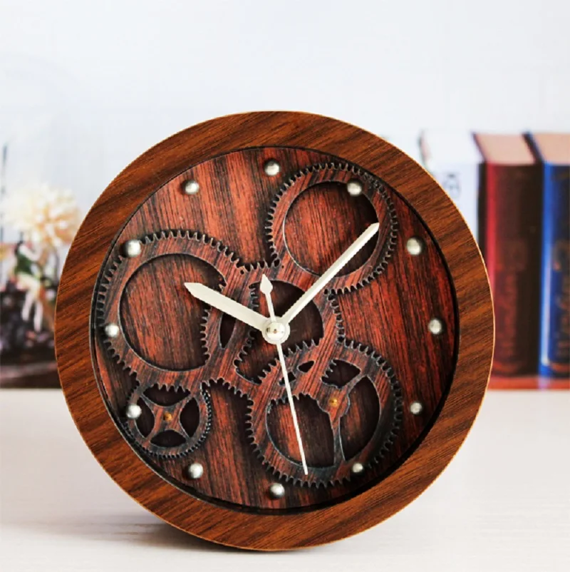 Часы наручные домашние кварцевые цифровые в ретро стиле с имитацией дерева|clock