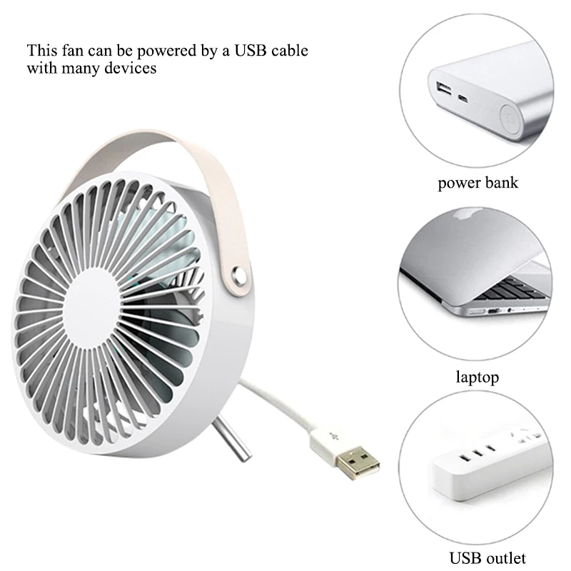 LUCOG мини USB Настольный вентилятор с портативным складным кронштейном и ручкой на ремне, Портативный Персональный вентилятор для дома, офиса, путешествий