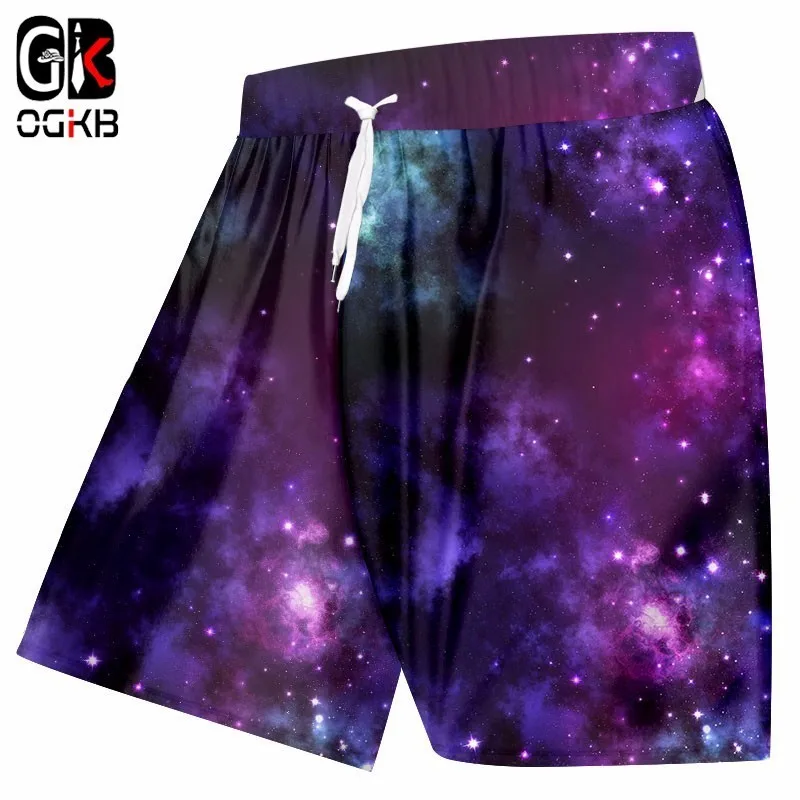 Шорты боксеры OGKB мужские с 3D принтом модные пляжные шорты Галактики космоса