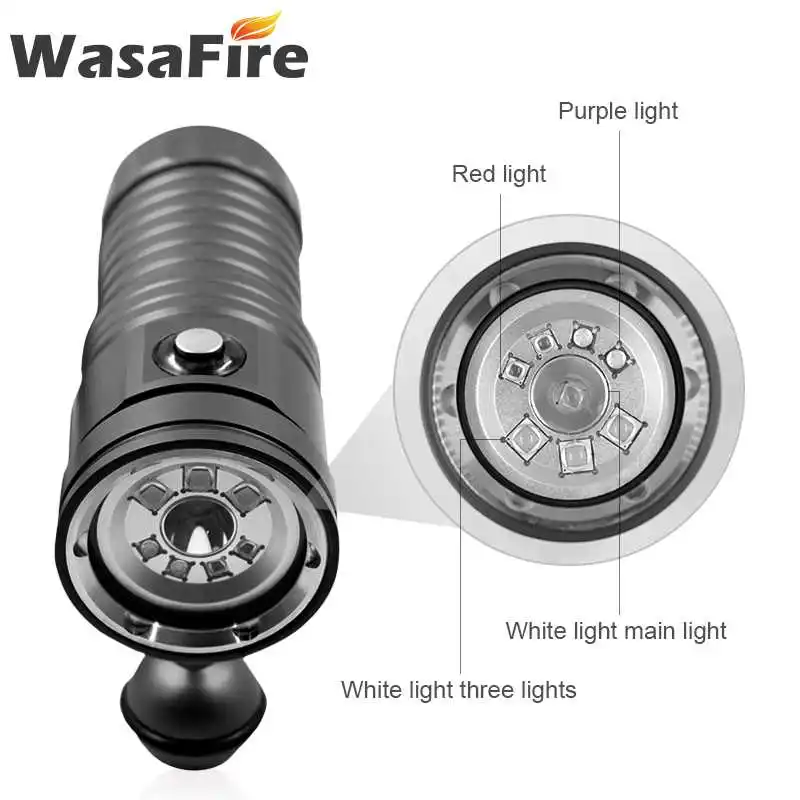 Светильник для фотосъемки видео подводный 80 м тактический белый красный фонарь