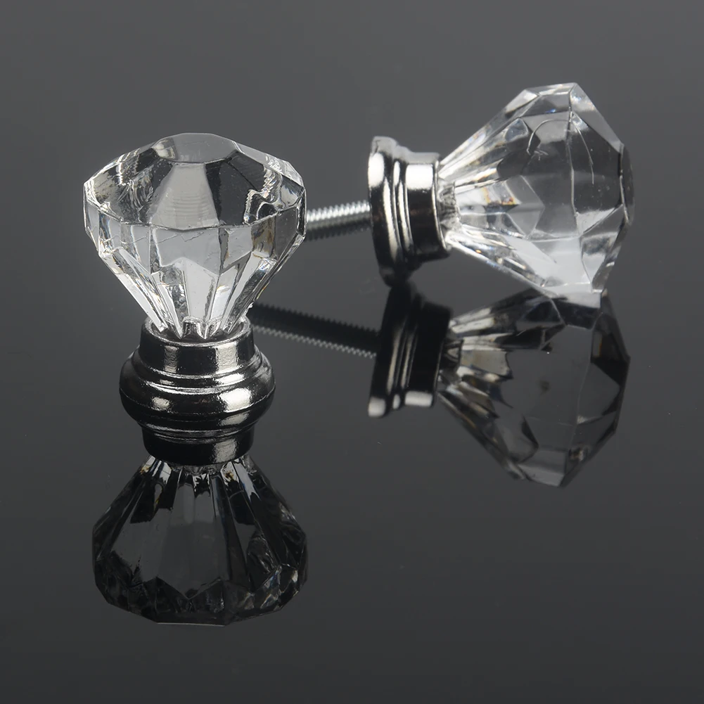 12 шт. Diamond форма Кристалл стекло ящика ручки шкафа и тянуть кухонные дверные шкаф