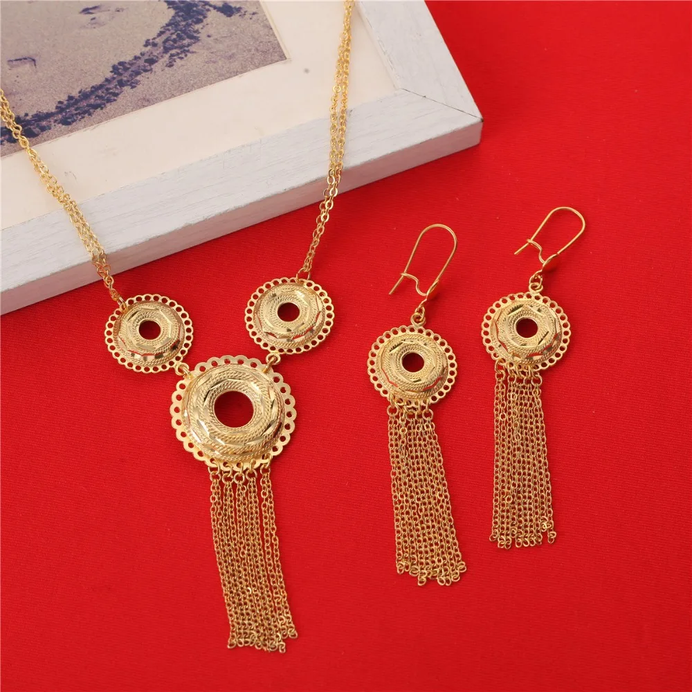 Новые эфиопские ювелирные изделия для женщин ожерелье из 24-каратного золота