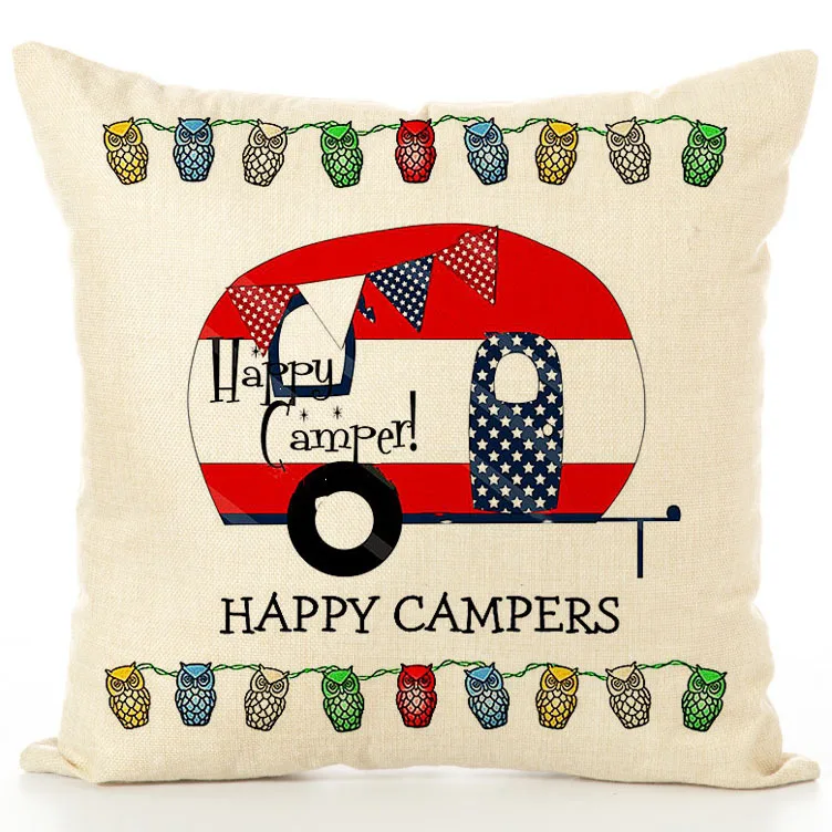 Happy Camper Чехлы для подушек несколько RV один принт дома гостиной диван украшения наволочки