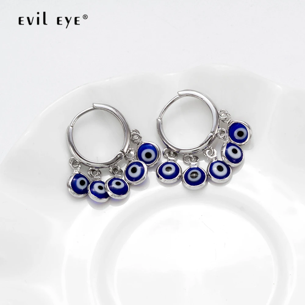 С клипсами Дурной глаз с бахромой Цвета: Синий бисера серьги медные для женщин и