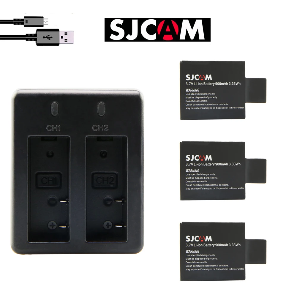 Аккумулятор sj 4000 5000 6000 7000 3 7 В 900 мАч + двойное USB зарядное устройство для SJCAM sj4000 sj7000