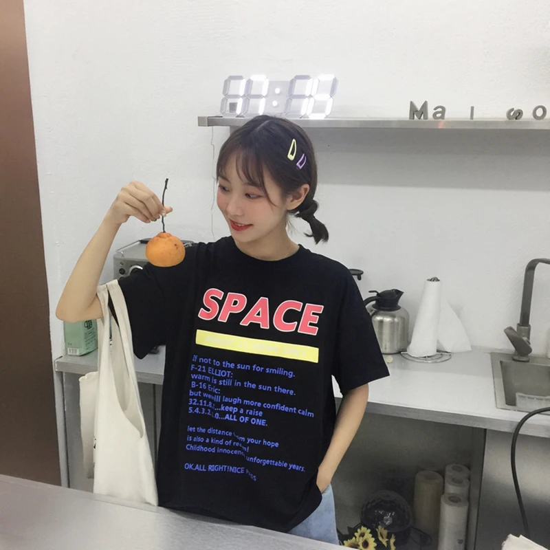 Harajuku Kawaii свободная футболка с буквенным принтом одежда для школьниц летняя Ulzzang