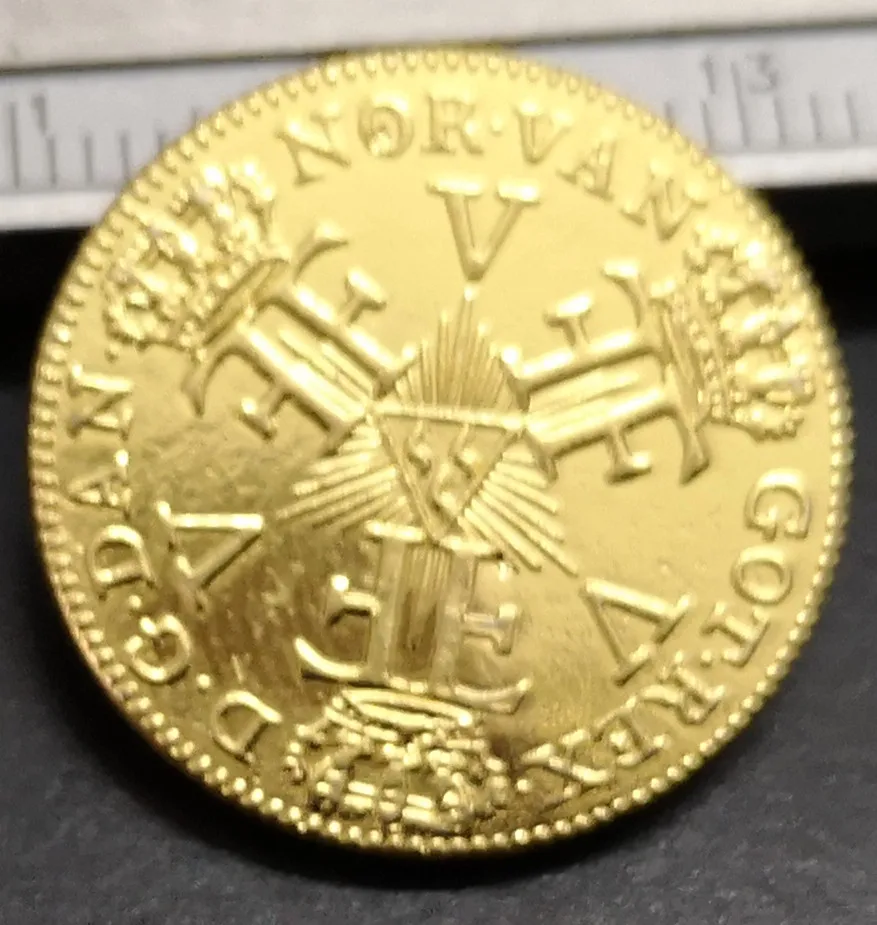 1757 Дания 12 Mark 22K позолоченная копировальная монета|Безвалютные монеты| |