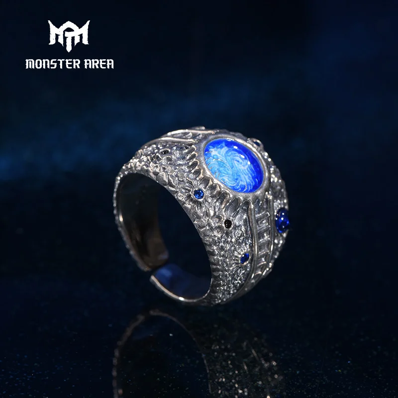 MONSTER AREA Luxury Sterling Silver Mens Ring Adjustable Trendy Classic Vintage Jewelry | Украшения и аксессуары
