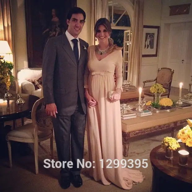 Элегантный Шифон С Длинным Рукавом Вечерние Платья Материнства Пром Вечернее