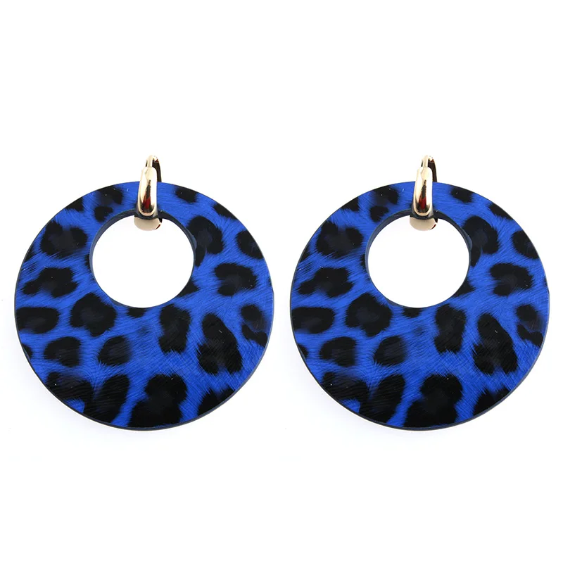 round blue NeeFu WoFu Висячие серьги большие серьги для женщин кожаные серьги большие Длинные Brincos Oorbellen Leopard - Окраска металла: round blue