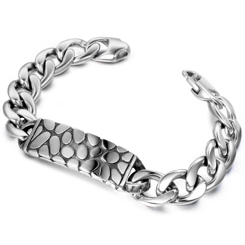 Мужской браслет из нержавеющей стали в форме булыжника 13 мм массивные мужские