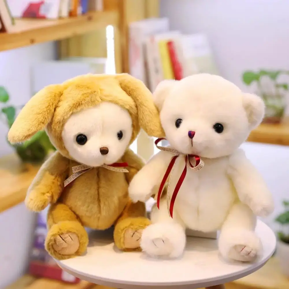 

1pc 33cm Lovely Teddy Bear with Rabbit Clothes Good Quality Plush Toys for Children Baby Stuffed Soft Doll Kids Love Gift