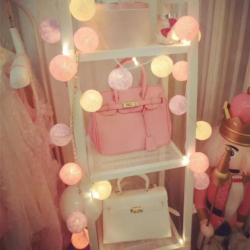 20 шт./компл. светодиодные гирлянды в виде хлопковых шариков сказочные