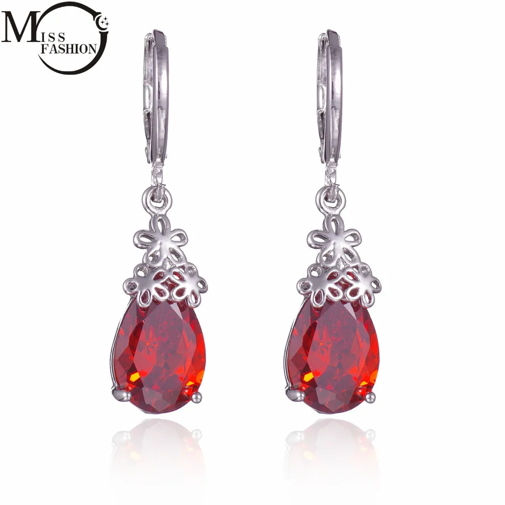 Последняя Свадьба Сапфир Ювелирные Изделия Красный CZ Diamond Drop Серьги Мода Белое