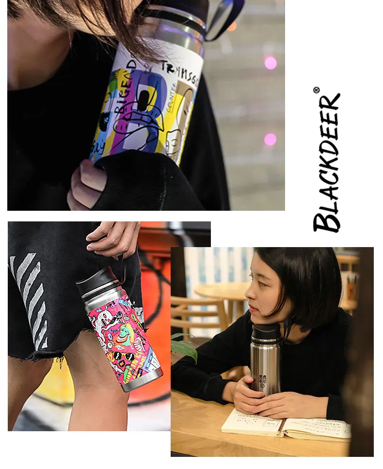 BLACKDEER, Спортивная бутылка, для улицы, с двойными стенками, 304, нержавеющая сталь, кружка для воды, столовая, 600 мл, термос, чашка для кофе, чая, молока, путешествия