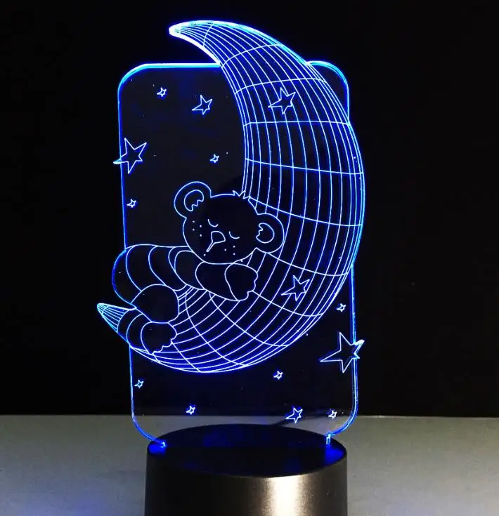 Bear 8 Акриловый светодиодный светильник с милым сердечком и медведем, 3D ночник для детей, спальный светильник, 7 цветов с сенсорным управлением и пультом дистанционного управления - Испускаемый цвет: Bear 8