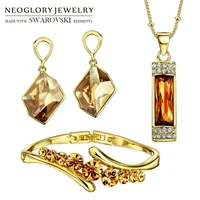 neoglory crystal rhinestone jewelry set noble style necklace earrings bangle embellished with crystals from swarovski