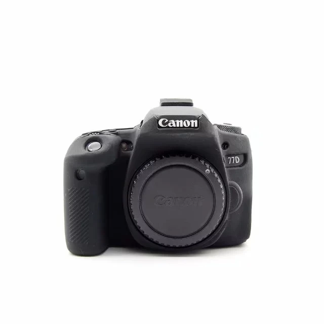 Мягкий силиконовый чехол для камеры защитный чехол для canon eos 77d резиновый чехол с отверстием для аккумулятора 77D сумка для камеры - Цвет: Черный