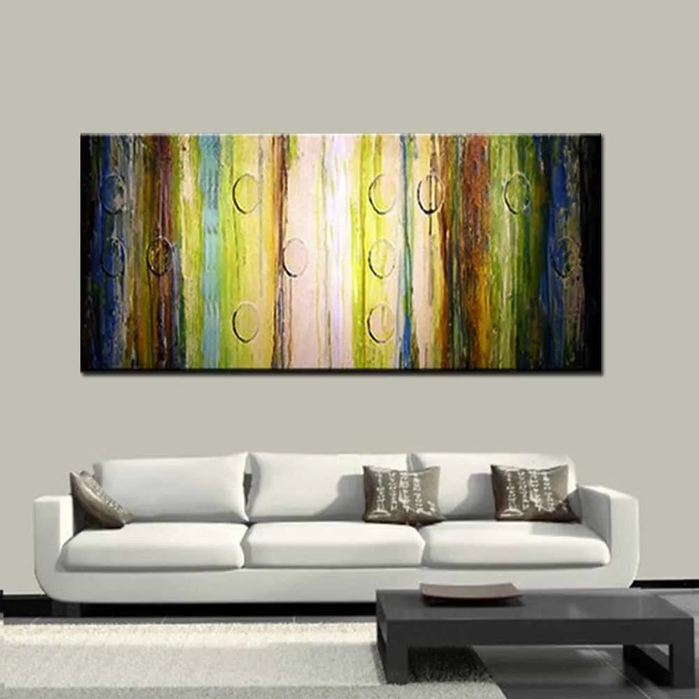 Hand Painted Modern Abstract Canvas Art Turquoise Color Oil Painting Wall Picture Living Room Bedroom Home Decor | Дом и сад